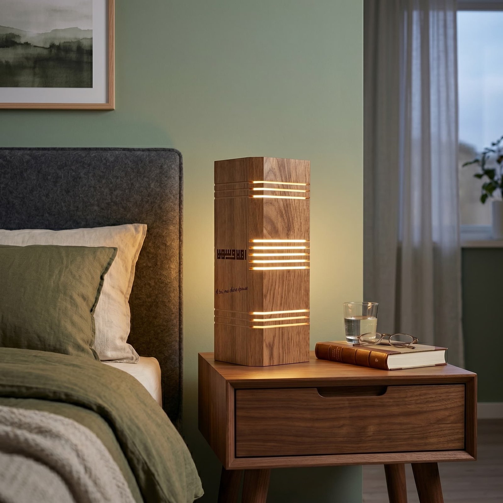 Lueur d’Orient — Lampe Artisanale Personnalisable Effet Noyer – Image 6